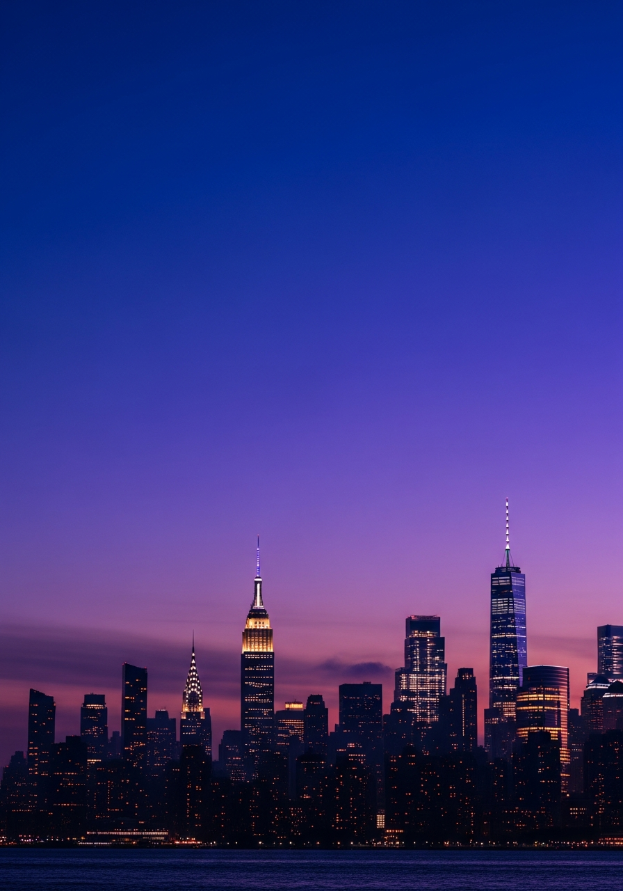 Manhattan skyline at dusk